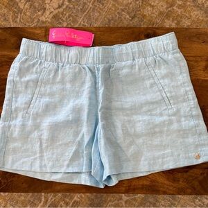 Lilly Pulitzer Lilo Linen Shorts in Celestial Blue x Resort White. Size L. NWT